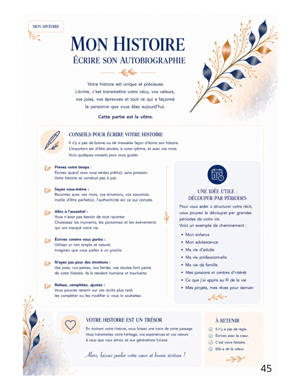Page Mon histoire écrire son autobiographie